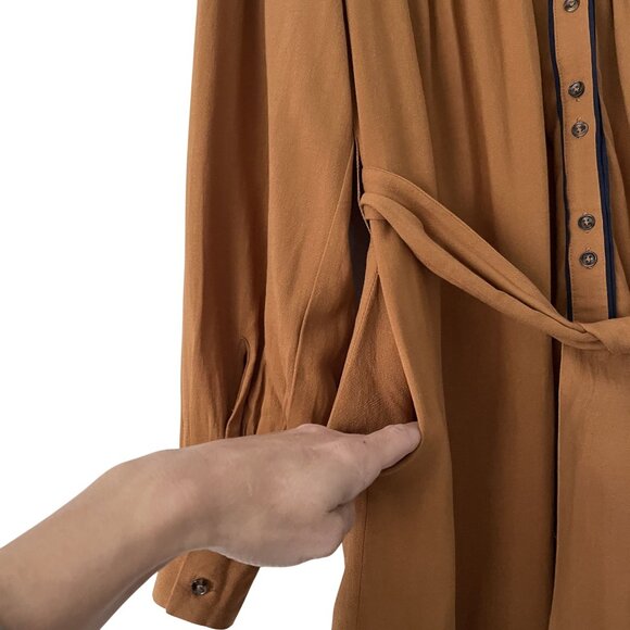 Free People XS Luck Of The Draw Western Dress Button-Down Ruffle Mini - Picture 10 of 11